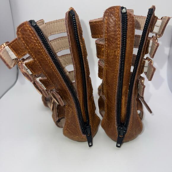 Monkeyfeet 12-18m Gladiator Sandals‎ Weathered Brown Boho Summer Braided - Picture 5 of 8